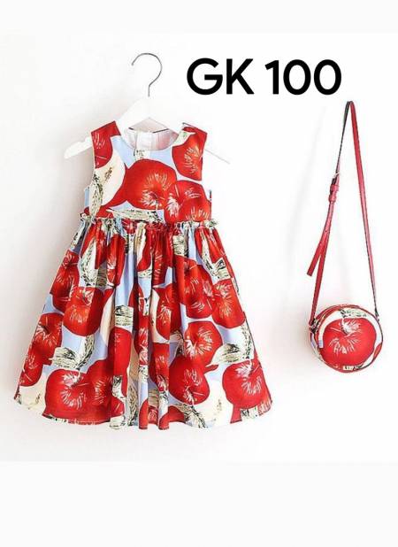 Red Colour GURUKRUPA Girls Party Wear Stylish One Piece Kids Colllection GK-100